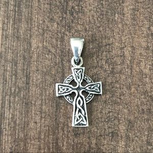 Sterling silver Celtic cross pendant with knots